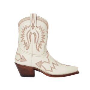 NEW Miron Crosby Maggie Women's Shorty Cowboy Boots in Crème Off-White